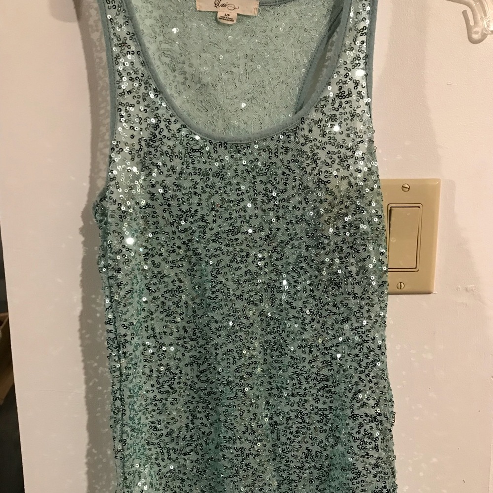 Sparkly blue sequence tank top
